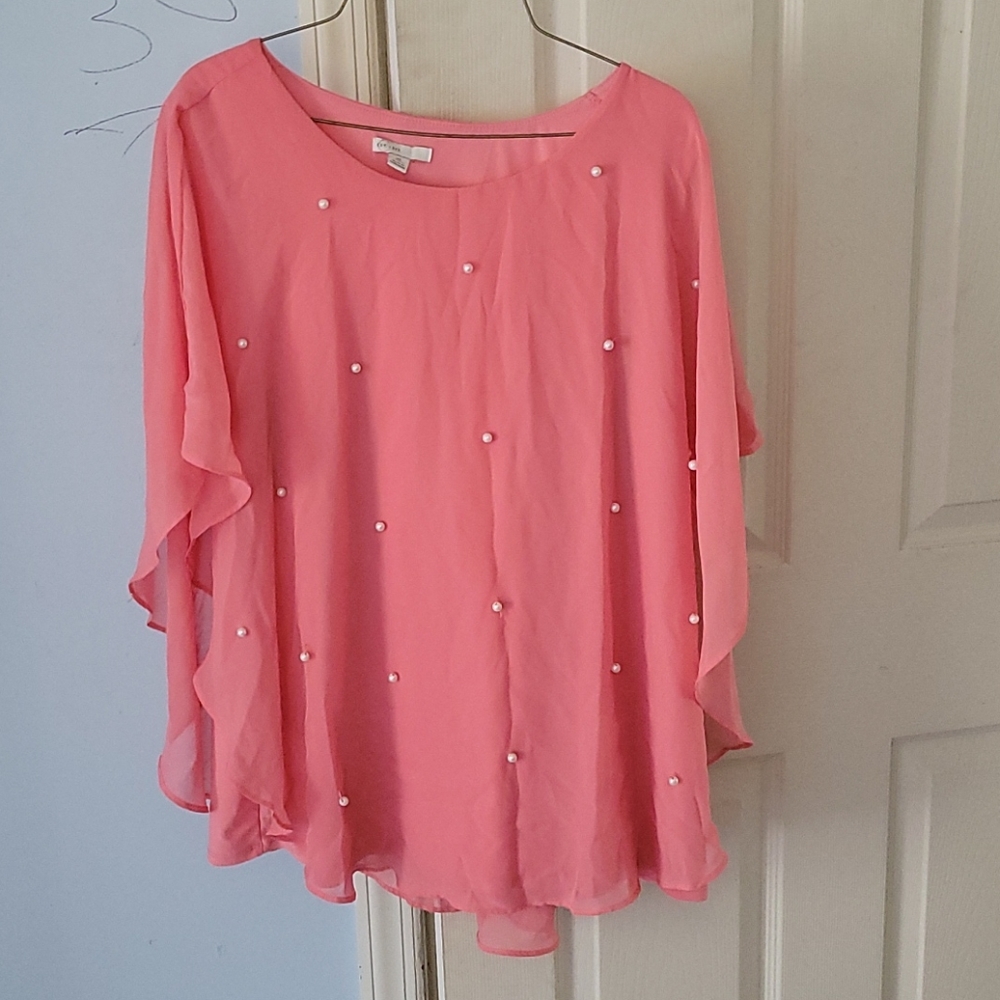 Pink with white pearls dress shirt